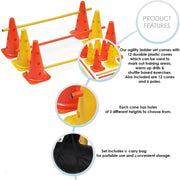 Buy Agility Trainer Kit - 12 cones 40cm. With Hole and 6 Poles-Agility Kits-Splay-Splay UK Online