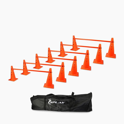 Buy Agility Trainer Kit - 12 cones 40cm. With Hole and 6 Poles-Agility Kits-Splay-Splay UK Online