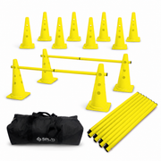 Buy Agility Training Kit – 12 x 40cm (15in) Cones & 6 Foldable Poles-Agility Kits-Splay-Yellow-Splay UK Online
