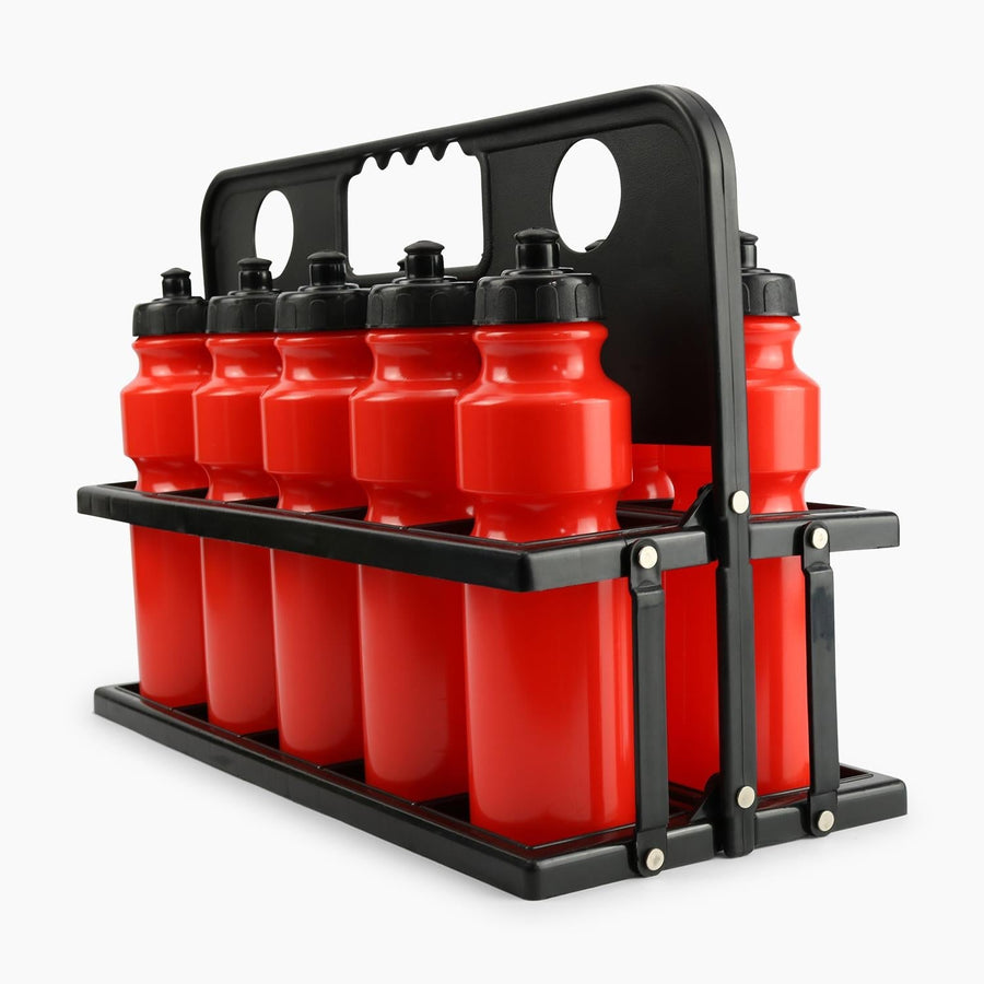 Buy Bottle Carrier with 10 Pull up Water Bottles-Splay-Red-Splay UK Online