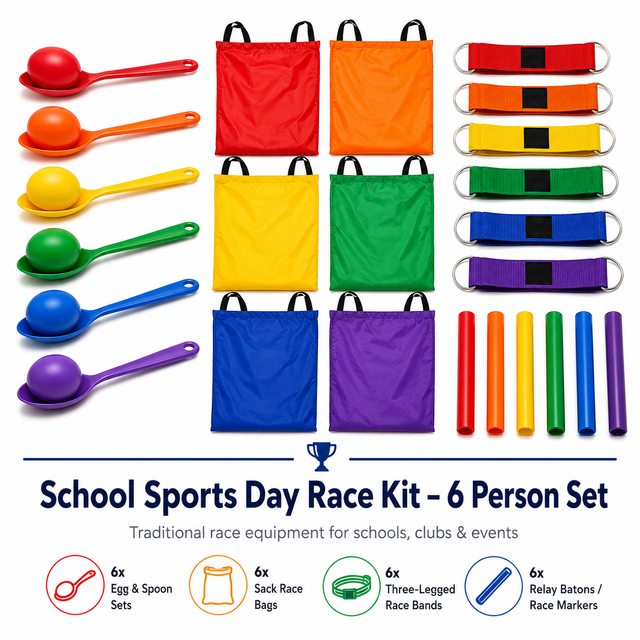 School Sports Day Race Kit – 6 Person Set