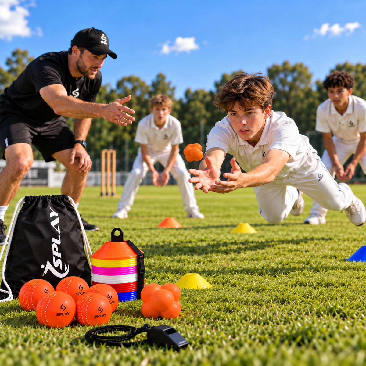 Buy Splay Cricket Fielding & Reaction Kit – Windballs, Reaction Balls, Markers & Bag-Cricket Training Kit-Splay-Splay UK Online