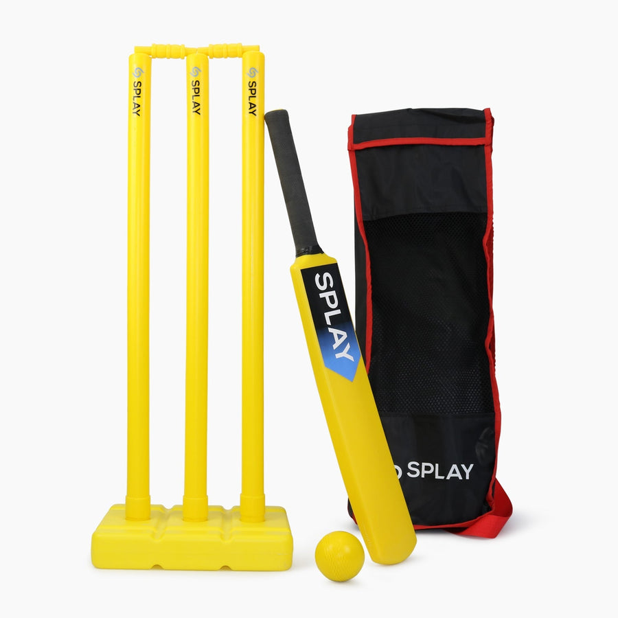 Buy Splay Yellow Kwik Cricket Set with Bat, Stumps, Ball & Carry Bag-Cricket Kit-Splay-Size 1-Splay UK Online