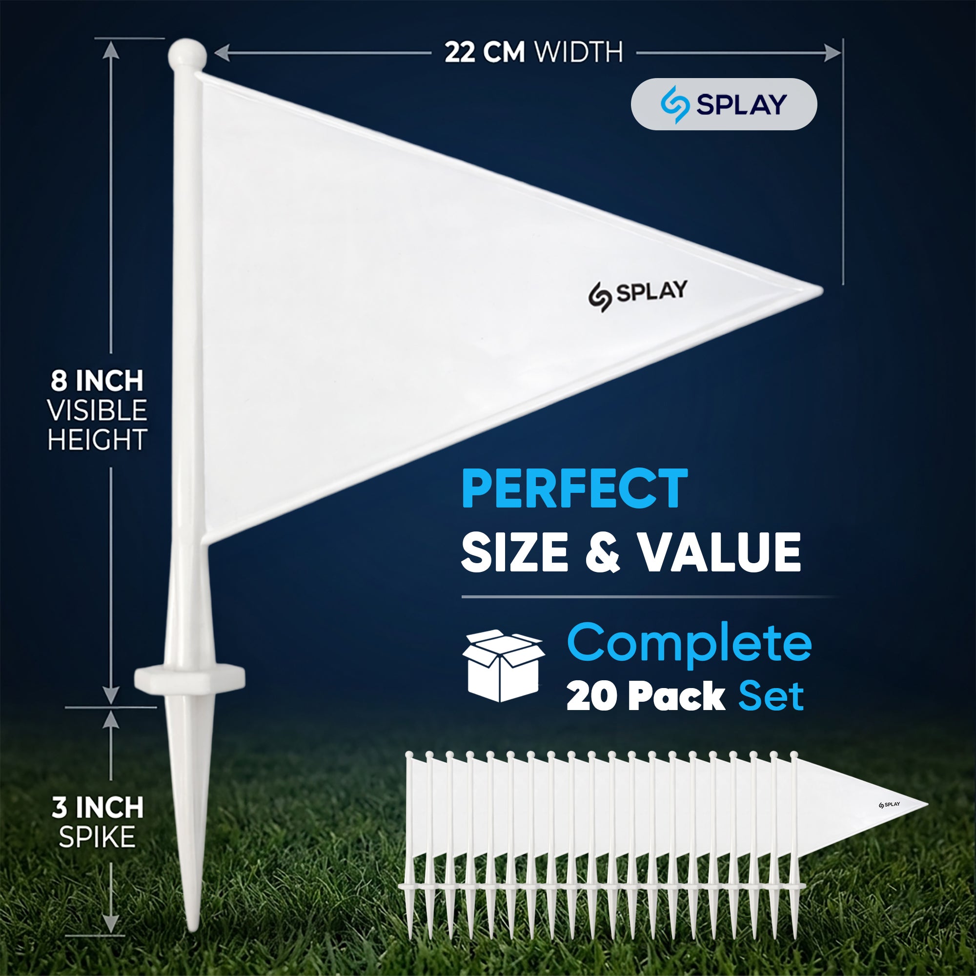 Buy White Sports Boundary Flags – 20 Pack-Boundary Flags-Splay-Splay UK Online
