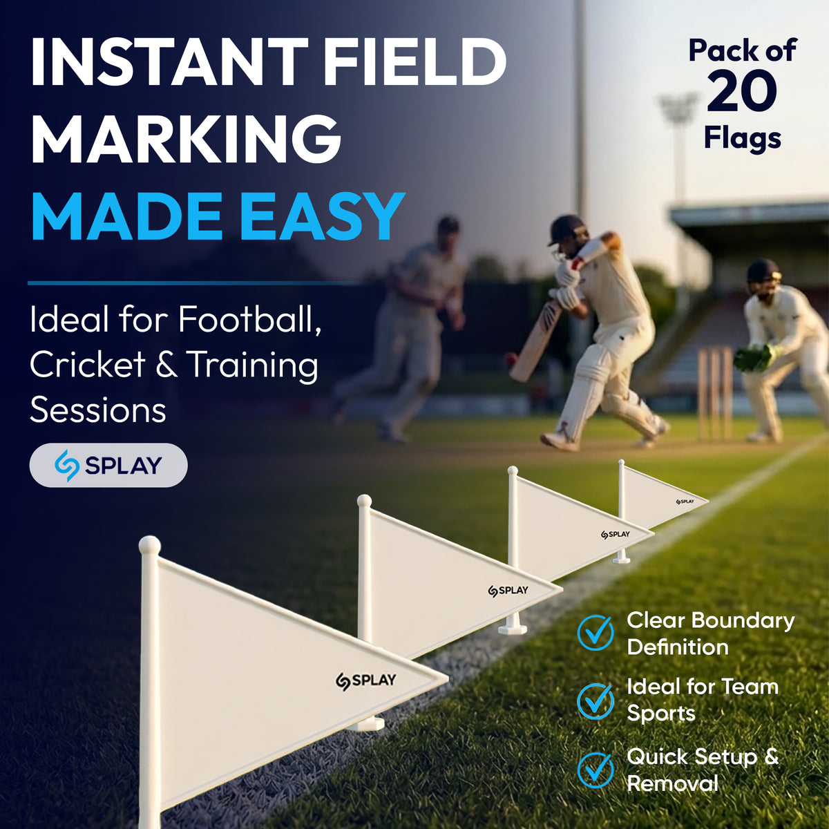 Buy White Sports Boundary Flags – 20 Pack-Boundary Flags-Splay-Splay UK Online