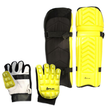 Buy Splay Moulded Gloves & Pads Set - Yellow-Cricket Leg Guards-Splay (UK) Limited-Yellow-Boy-Both-Splay UK Online